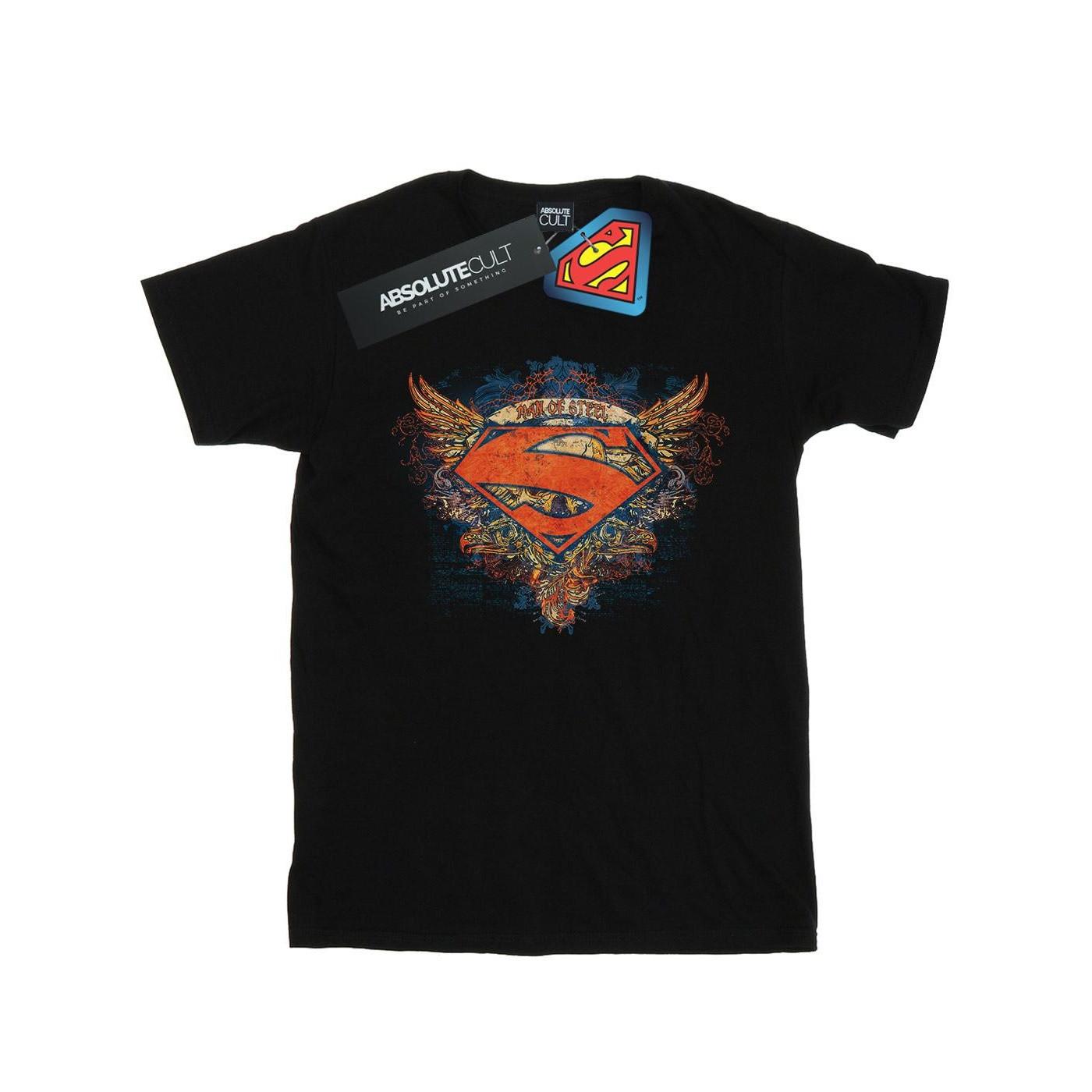Image of Superman Wings Shield Tshirt Damen Schwarz XL