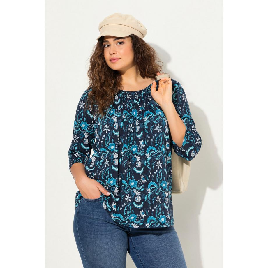 Ulla Popken Biesen A-Linie Rundhals 3/4-Arm Shirt  