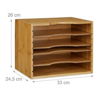 Northix Organiseur de bureau en bambou, système de rangement pour documents et dossiers  