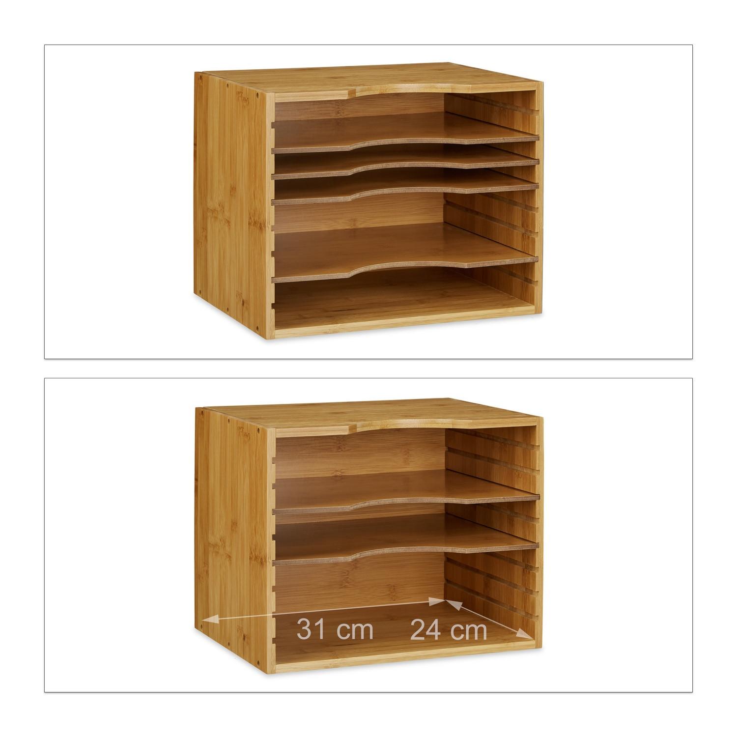 Northix Organiseur de bureau en bambou, système de rangement pour documents et dossiers  