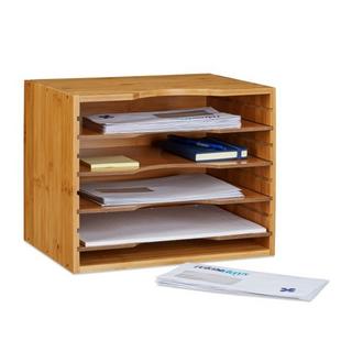Northix Organiseur de bureau en bambou, système de rangement pour documents et dossiers  