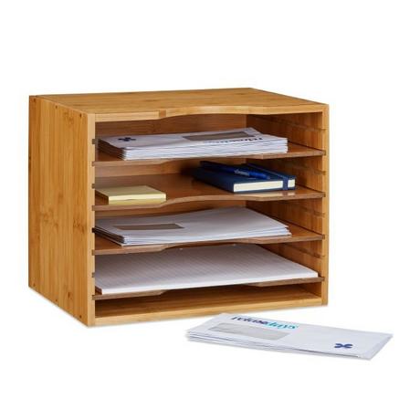 Northix Organiseur de bureau en bambou, système de rangement pour documents et dossiers  