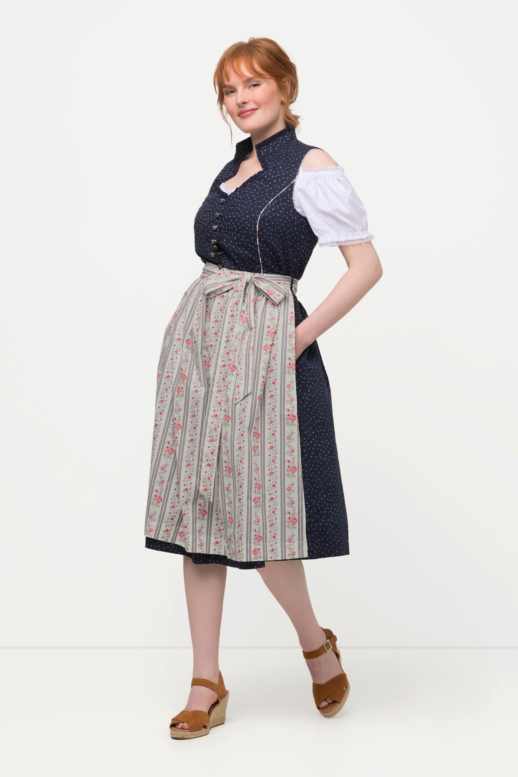 Ulla Popken  Dirndl, Herzausschnitt, Schmuckknöpfe, ärmellos 