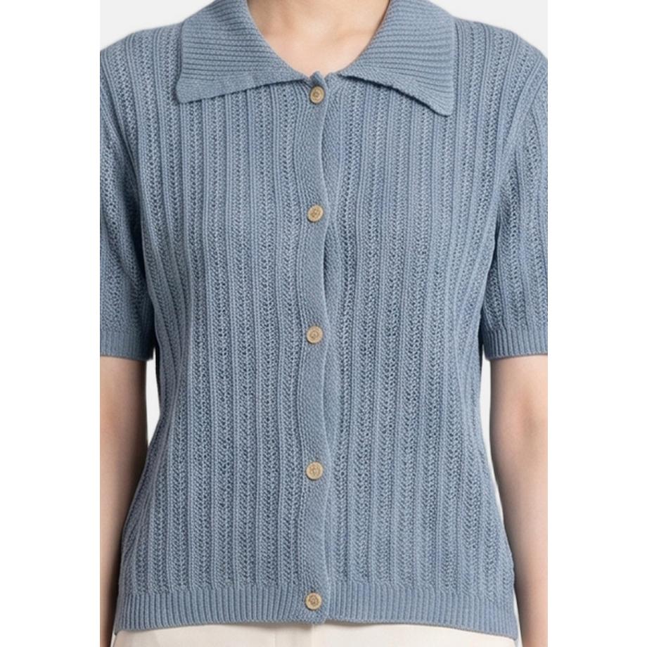 Roberta Rossi Cardigan lavorato a maglia con collo e maniche corte  