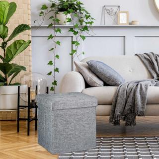 B2X Tabouret pliable avec rangement en tissu lin  