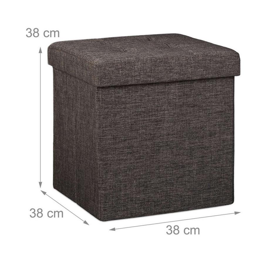 B2X Tabouret pliable avec rangement en tissu lin  
