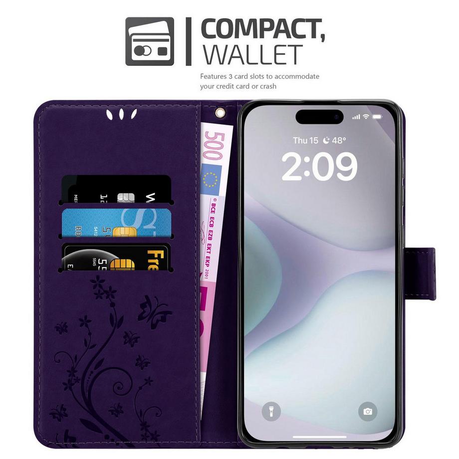 Cadorabo  iPhone 16 Hülle mit Blumen Muster 