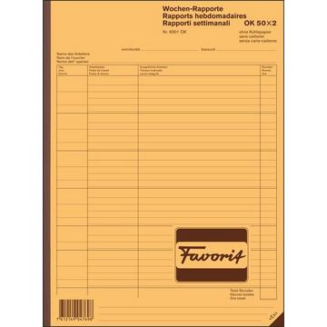 FAVORIT Wochen-Rapporte D/F/I A4 9301 OK Durchschreibepapier 50x2 Blatt