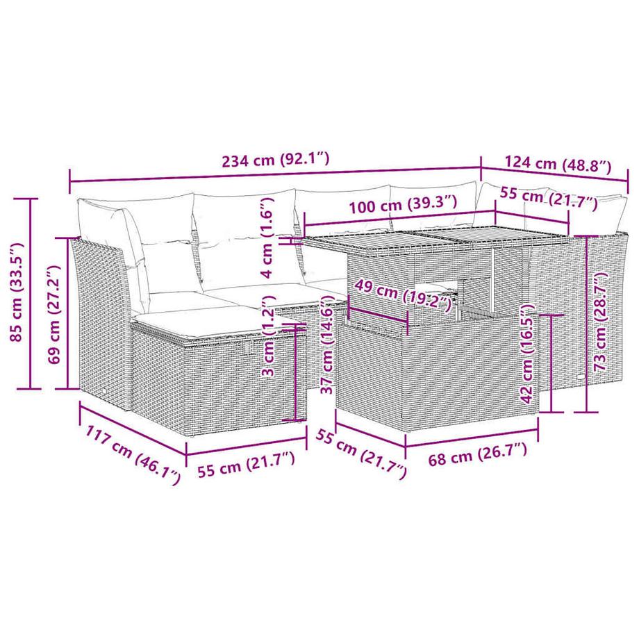 VidaXL set divano da giardino Polirattan  