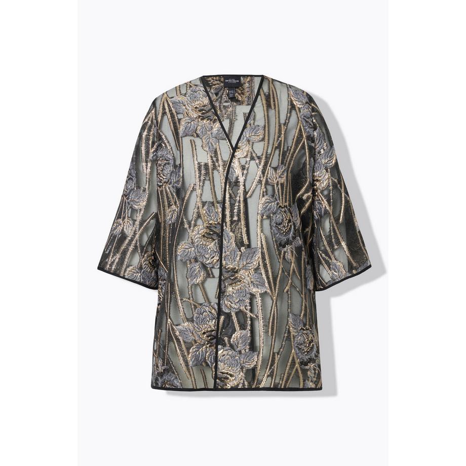 Ulla Popken Veste Ouverte Dentelle Col V Manches 3/4  