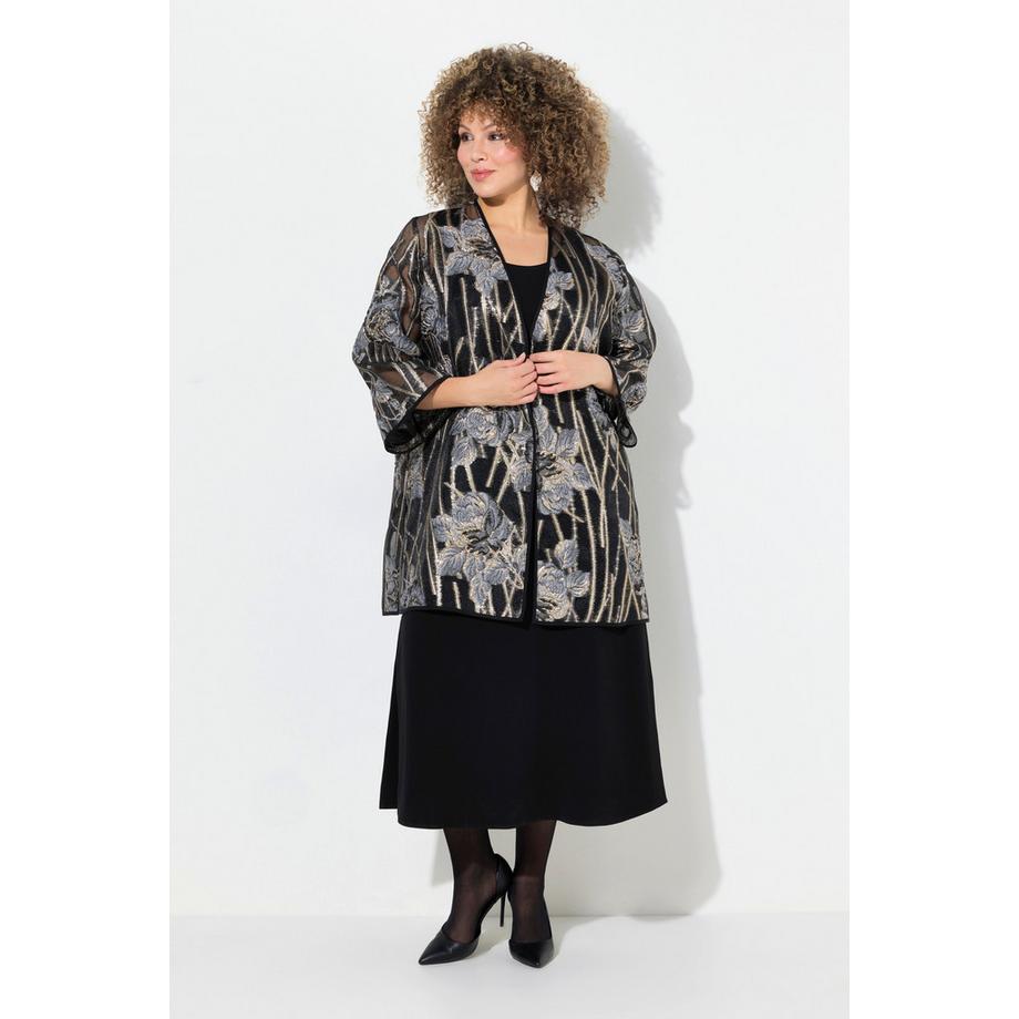 Ulla Popken Veste Ouverte Dentelle Col V Manches 3/4  