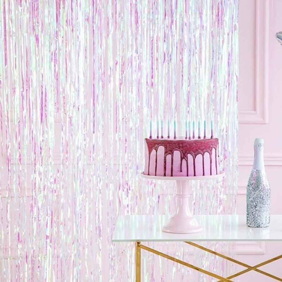 PartyDeco  Rideau de Fête à Franges Irisé 