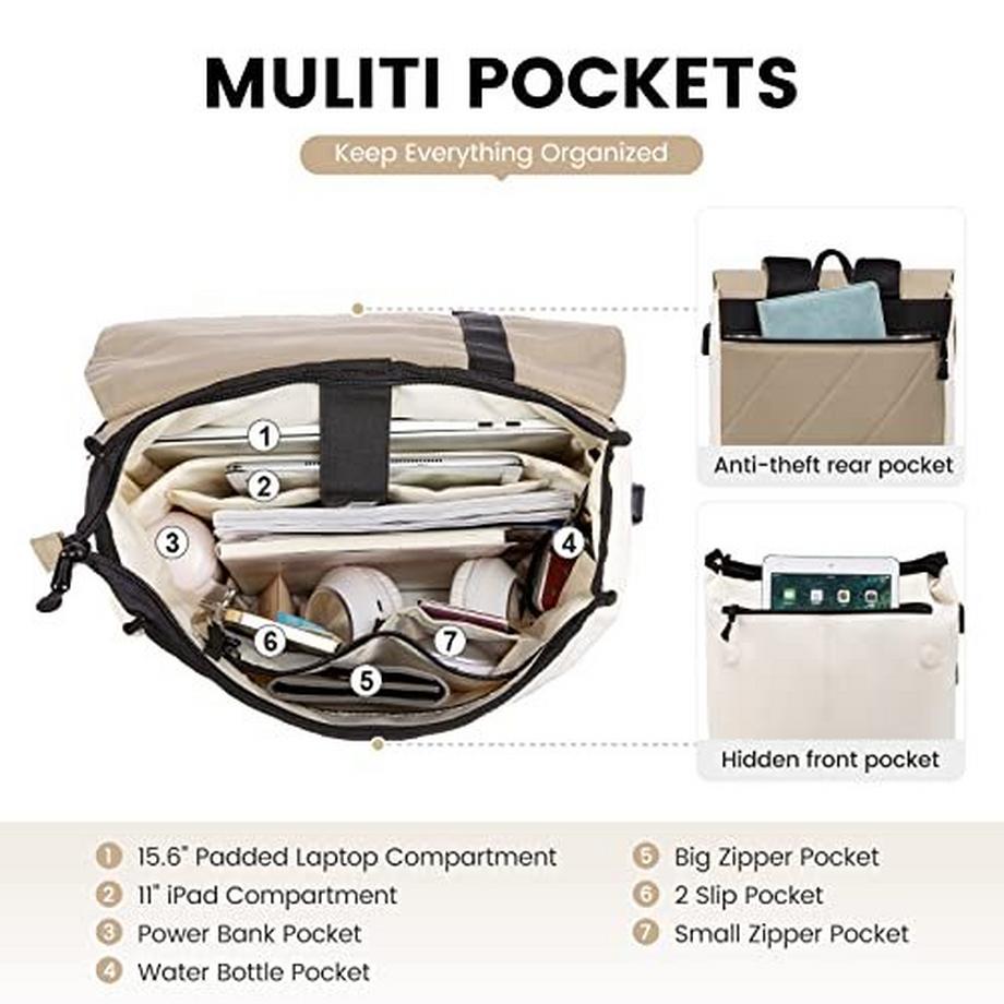 Only-bags.store Teenager Schulrucksack 15.6 Zoll mit USB Ladeanschluss Laptopfach Anti-Diebstahl  