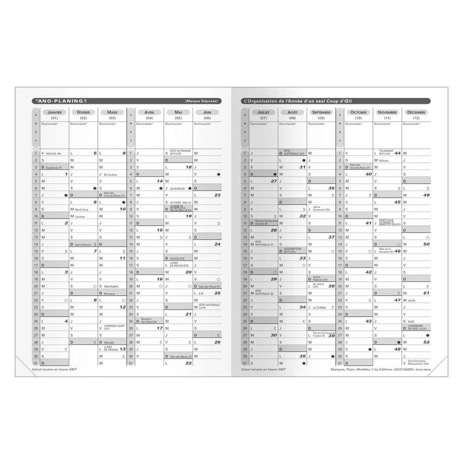 QUO-VADIS Quo Vadis - Agenda 16 mesi - 2026-2027 - Planning SD - Settimana Planning - Francese - Club - Rosso - 16 mesi da settembre a dicembre - 18x24 cm - Carta Clairefontaine Bianca - Prodotto in Francia  