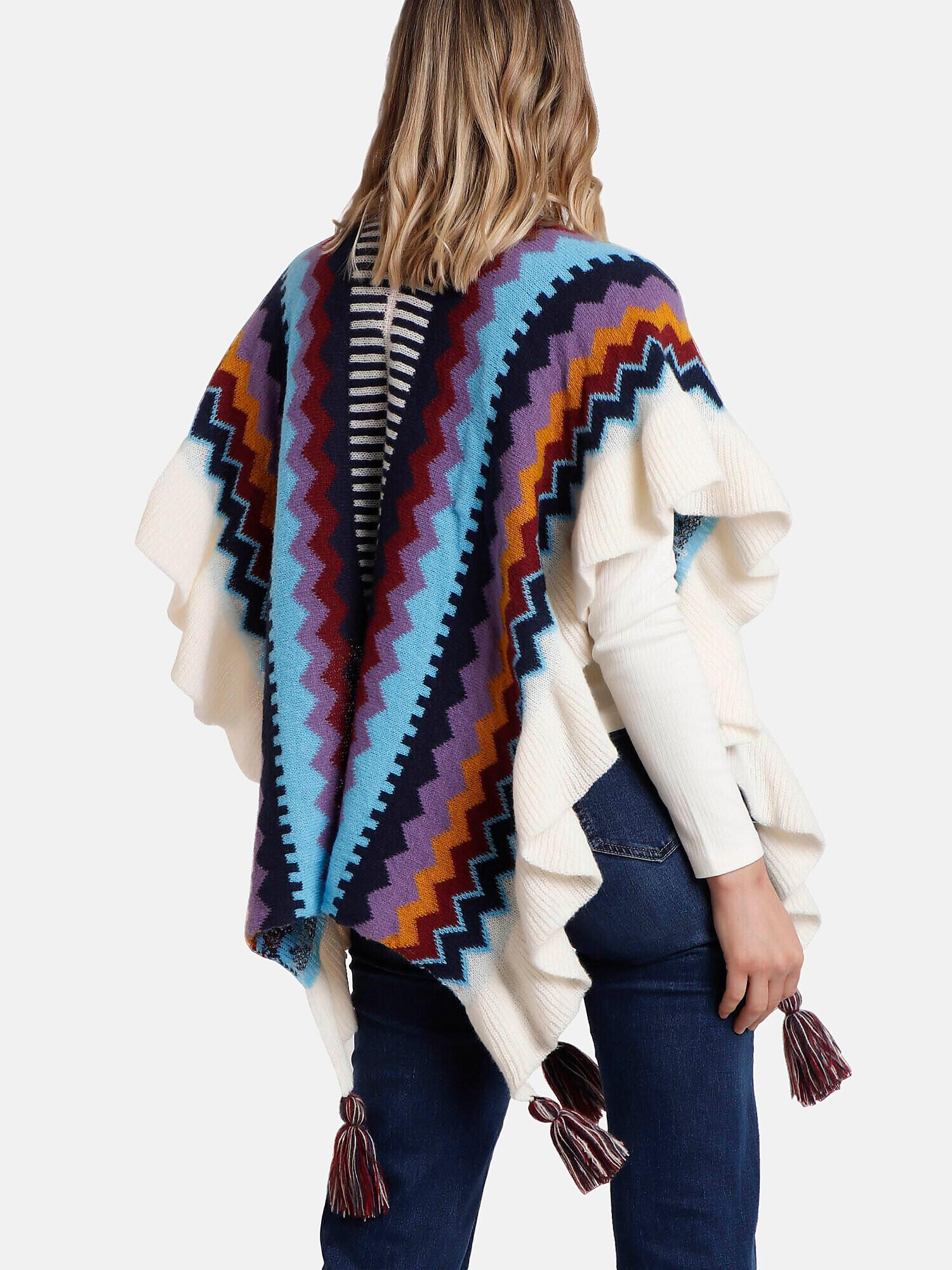 Admas  Poncho ouvert Volantes 