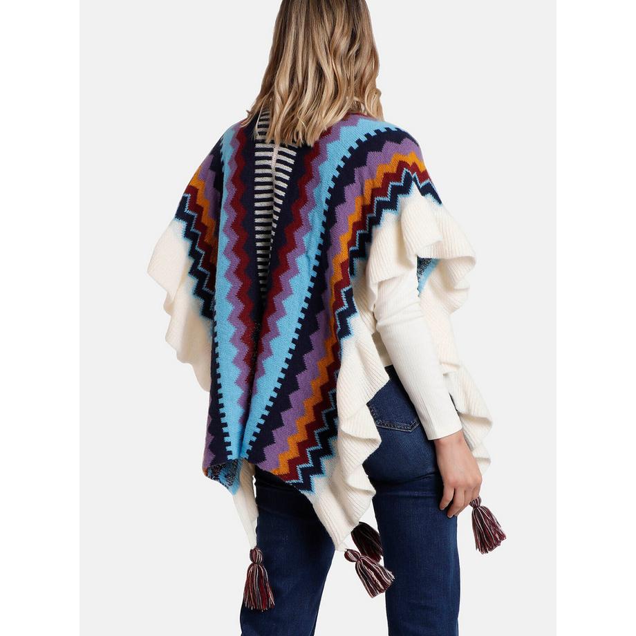 Admas Offener Poncho Volantes  