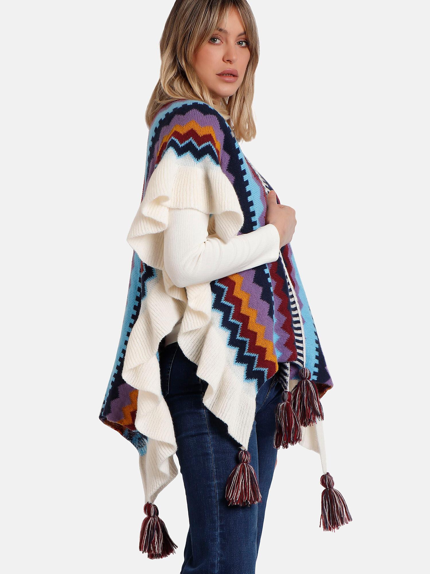 Admas  Offener Poncho Volantes 