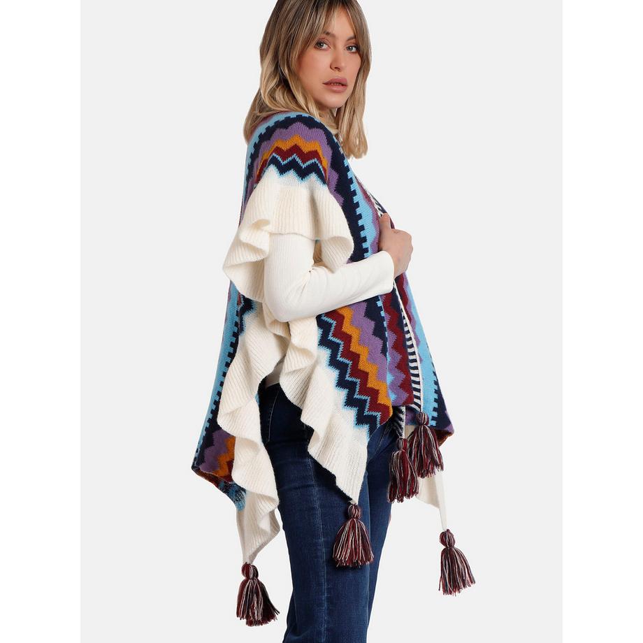 Admas Offener Poncho Volantes  