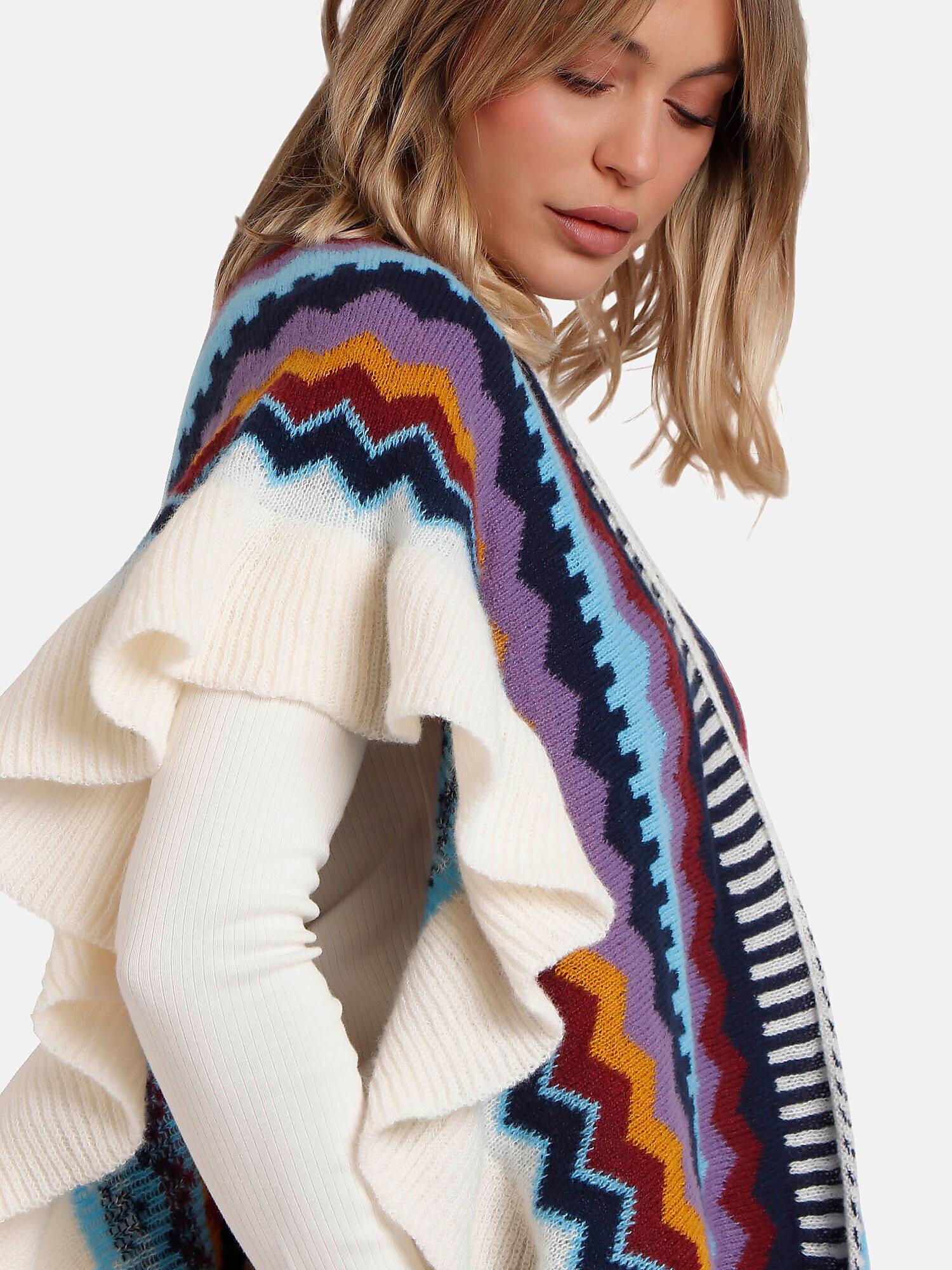 Admas  Poncho ouvert Volantes 