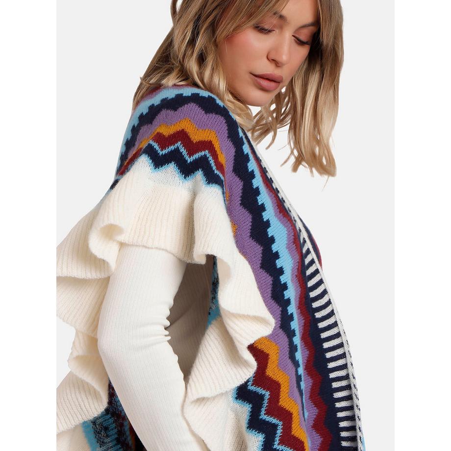 Admas Offener Poncho Volantes  