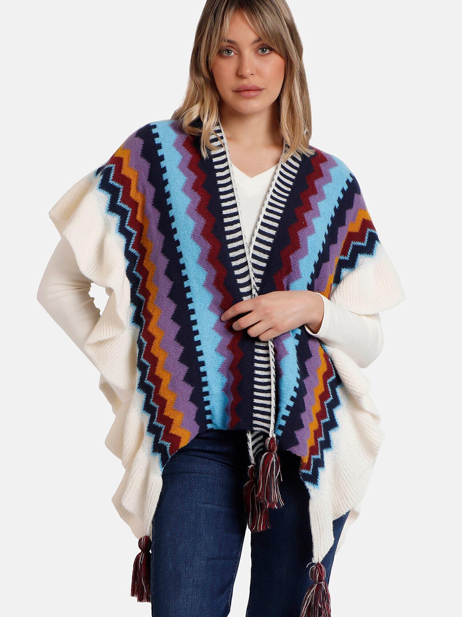 Admas  Offener Poncho Volantes 