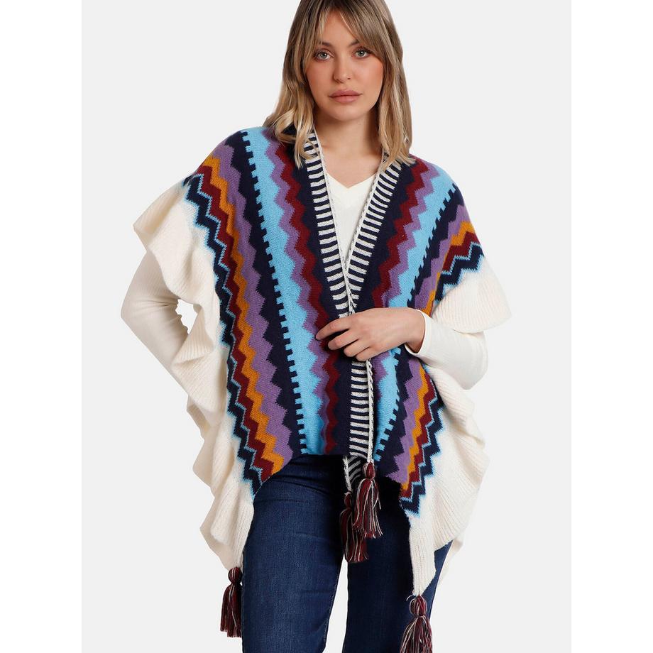 Offener Poncho Volantes