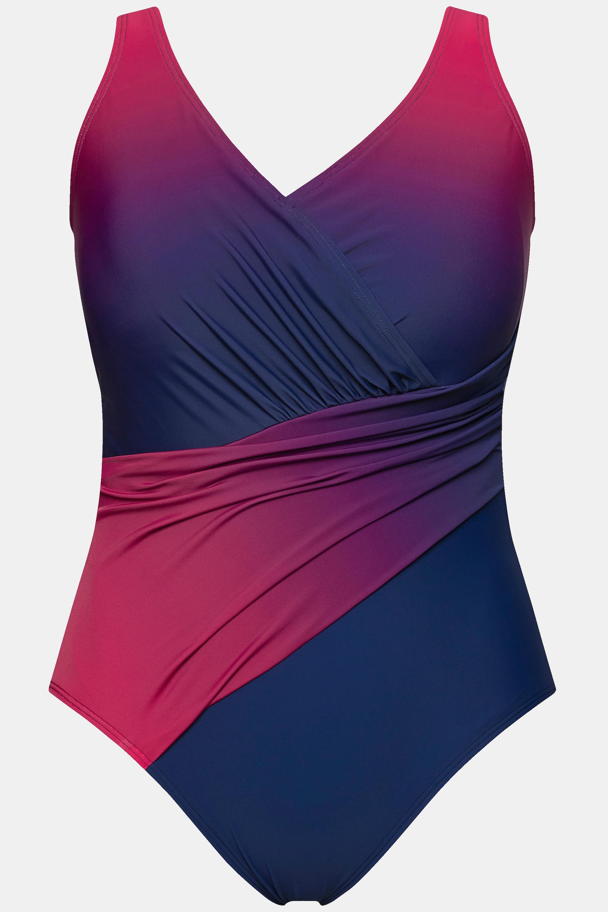 Ulla Popken  Maillot de bain à bonnets souples, dégradé de couleurs, matière recyclée 