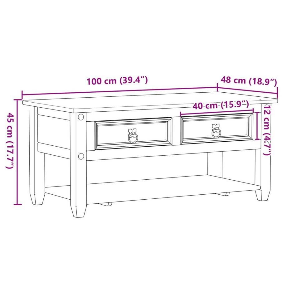 VidaXL Table basse bois de pin  