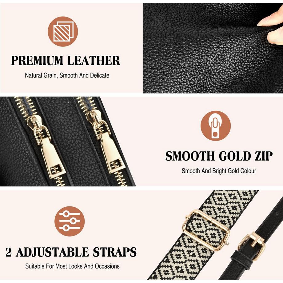 Only-bags.store Petit Sac Bandoulière avec 2 Bretelles Détachables  