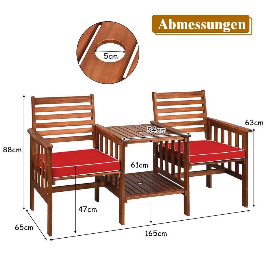 Northix Set di panche da giardino con cuscini  