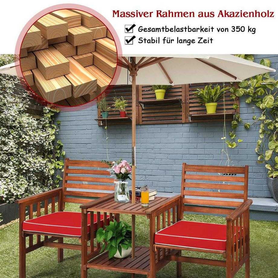 Northix Set di panche da giardino con cuscini  