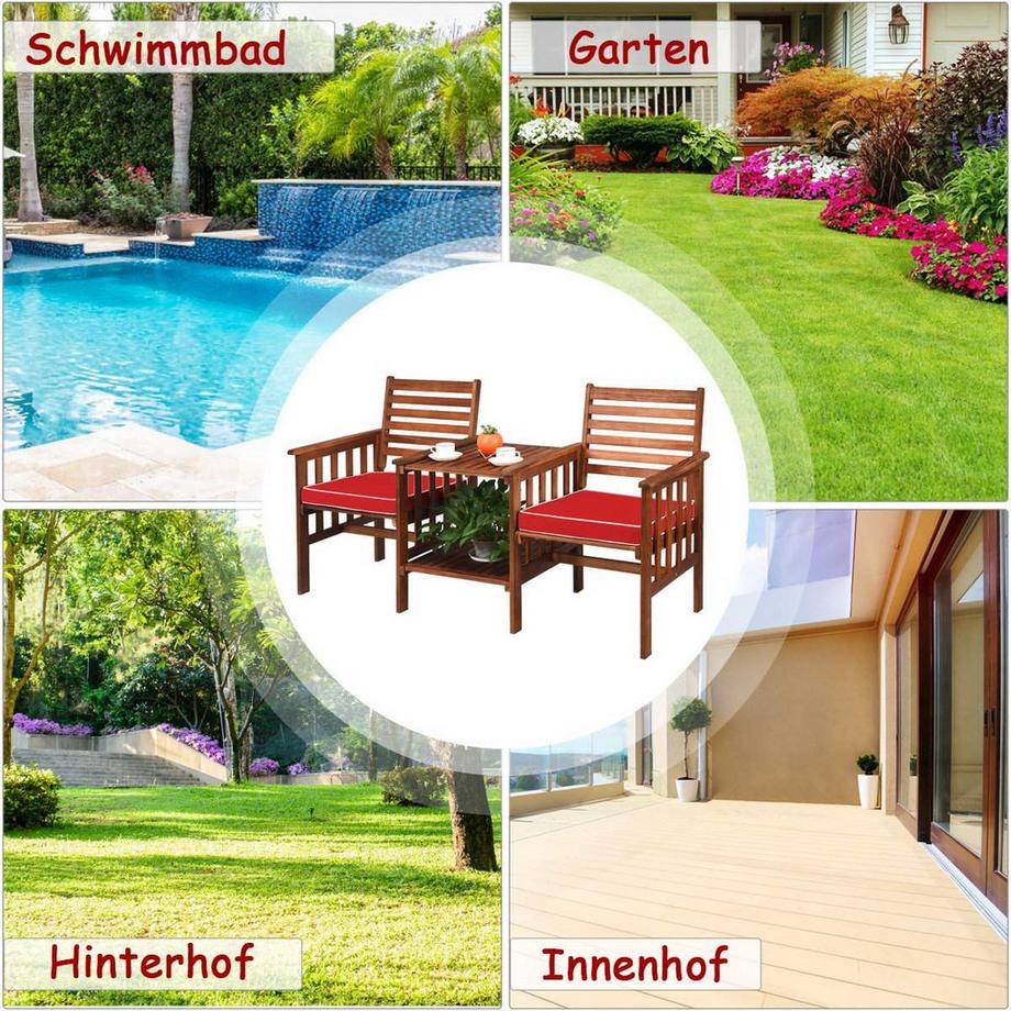 Set di panche da giardino con cuscini