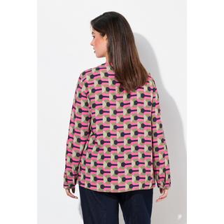 Ulla Popken Tunique Imprimé Graphique Col Tunisien Manches Longues  