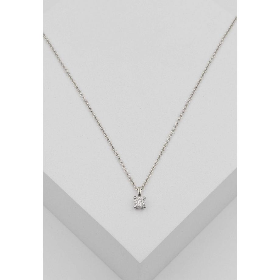 MUAU Schmuck  Solitär Anhänger 4-Griff-Fassung Weissgold 750 Diamant 0.25ct. 9x5mm 