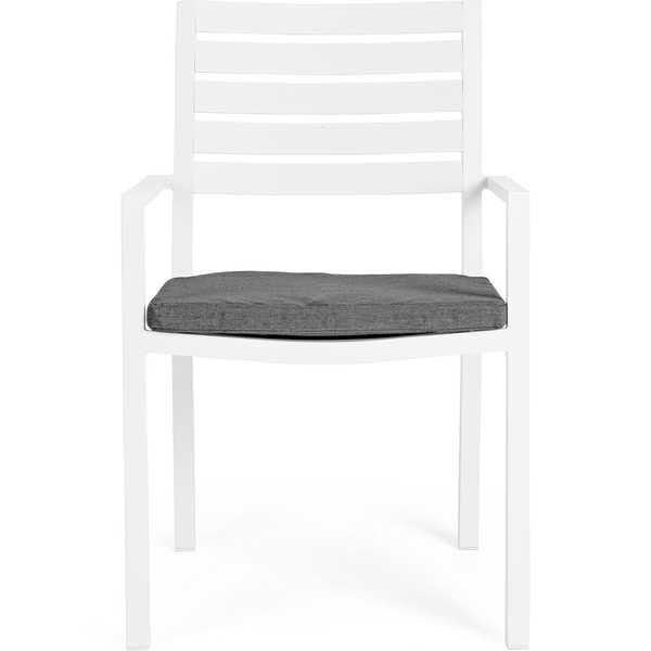 mutoni Fauteuil de jardin Helina avec coussin blanc  