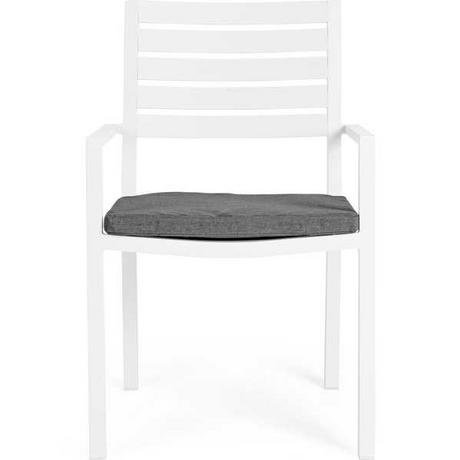 mutoni Fauteuil de jardin Helina avec coussin blanc  