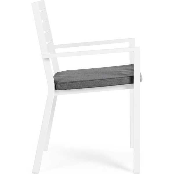 mutoni Fauteuil de jardin Helina avec coussin blanc  