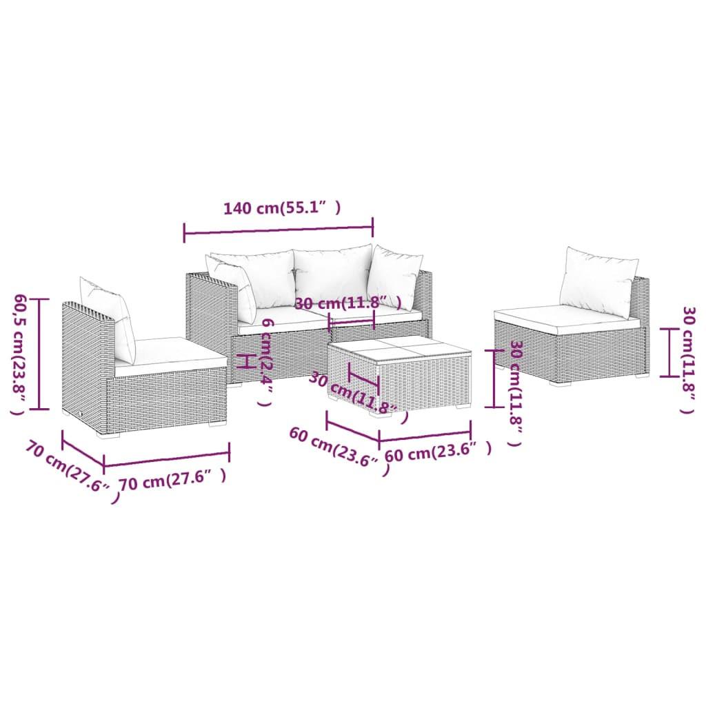 VidaXL set divani da giardino Polirattan  