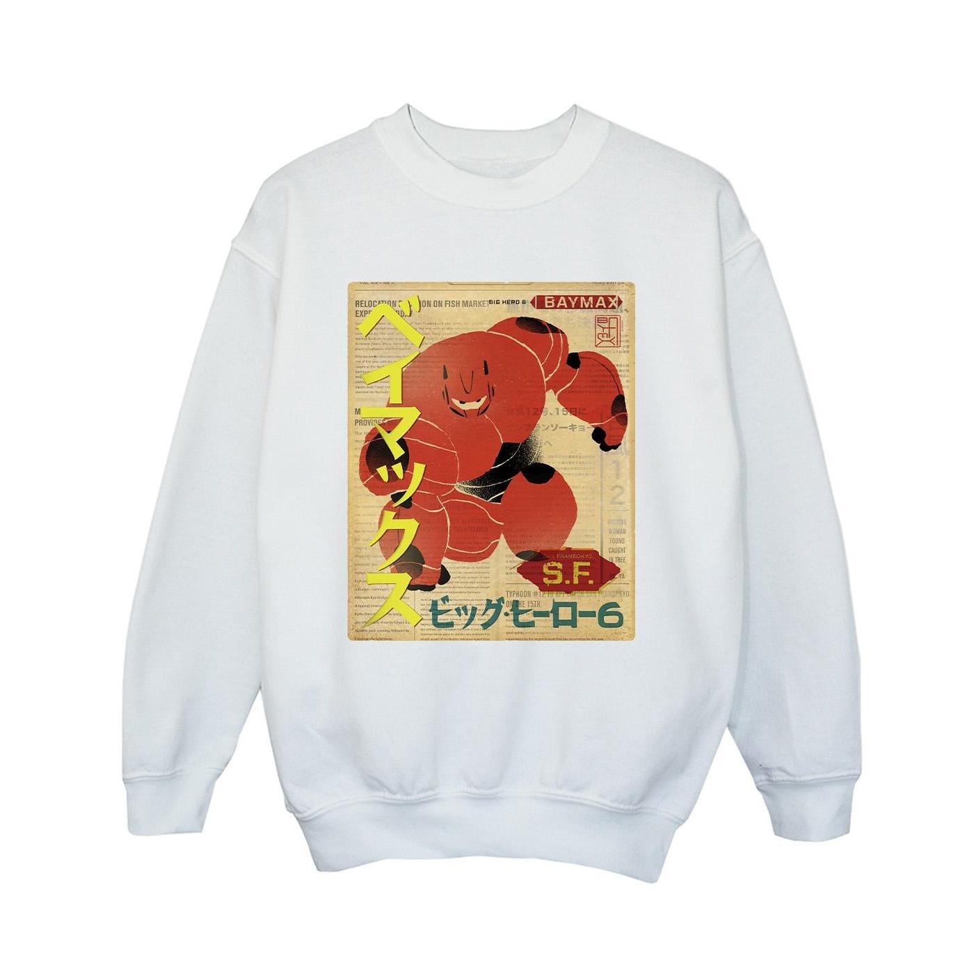 Image of Big Hero 6 Baymax Baymax Newspaper Sweatshirt Unisex Weiss 104