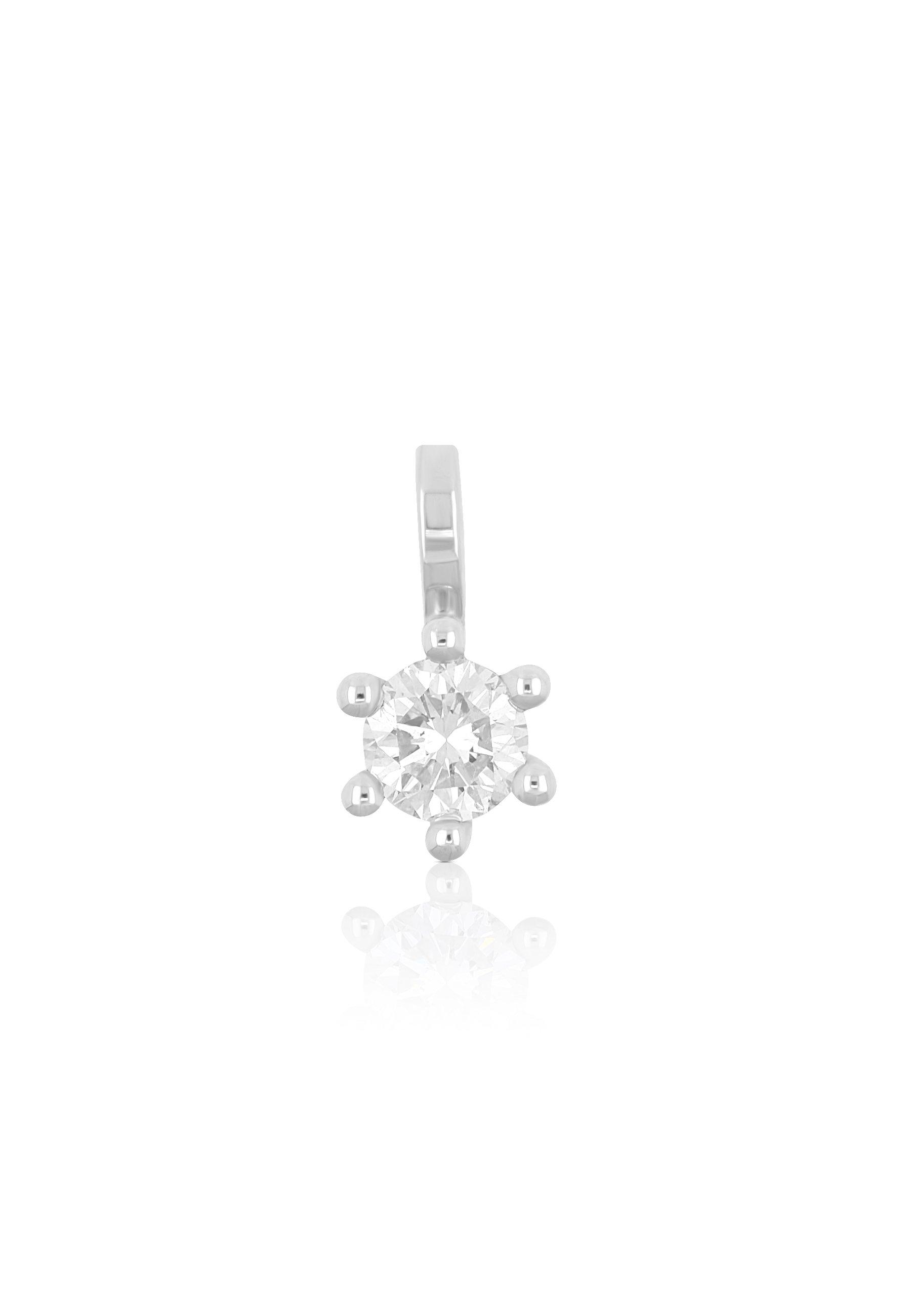 MUAU Schmuck  Pendentif solitaire 6 poignées en or blanc 750 diamant 0,25ct. 9x7mm 