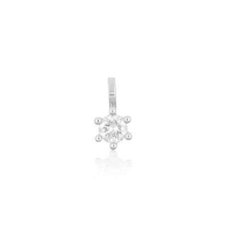 MUAU Schmuck  Solitär Anhänger 6-Griff-Fassung Weissgold 750 Diamant 0.25ct. 9x7mm 