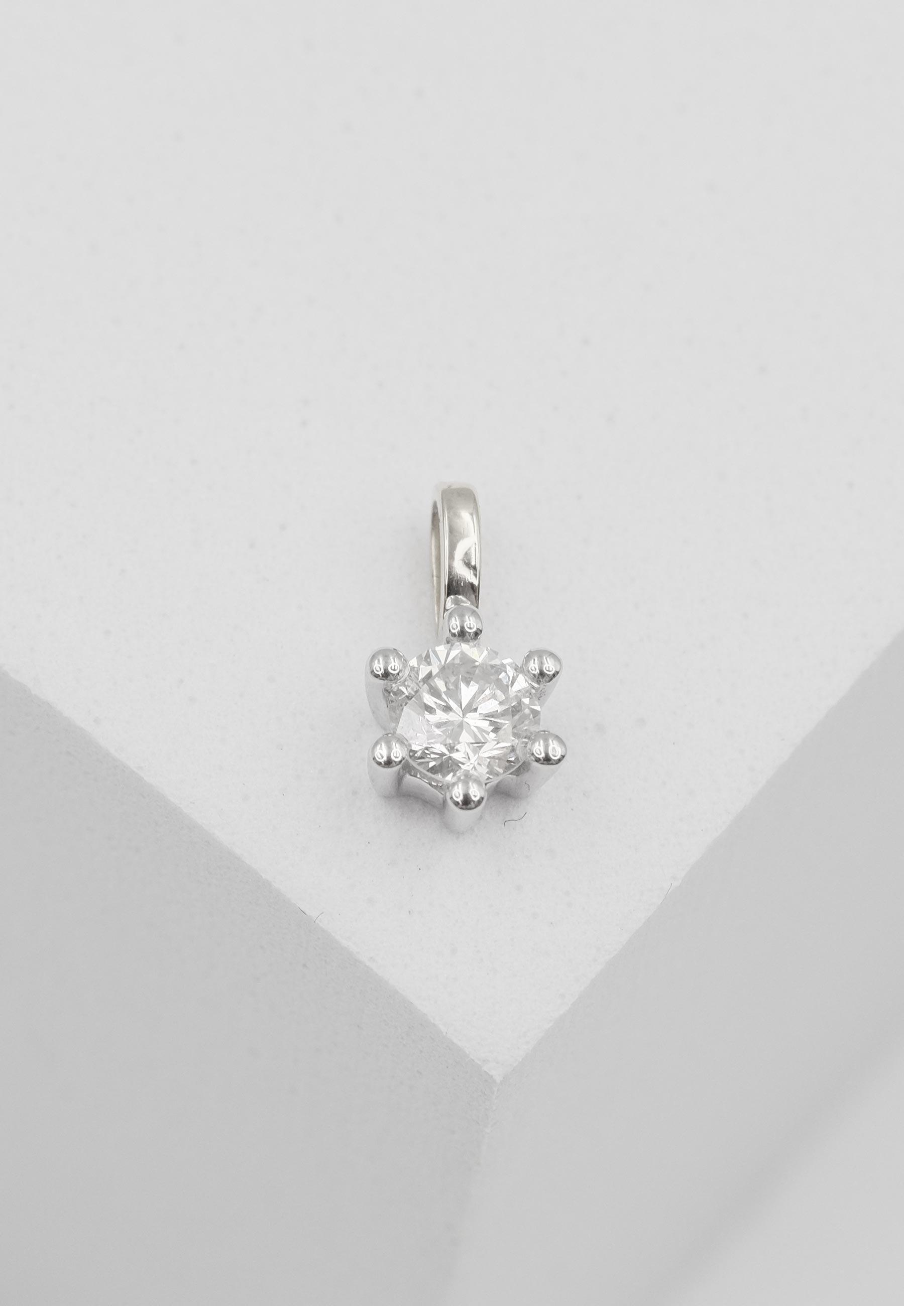 MUAU Schmuck  Solitär Anhänger 6-Griff-Fassung Weissgold 750 Diamant 0.25ct. 9x7mm 