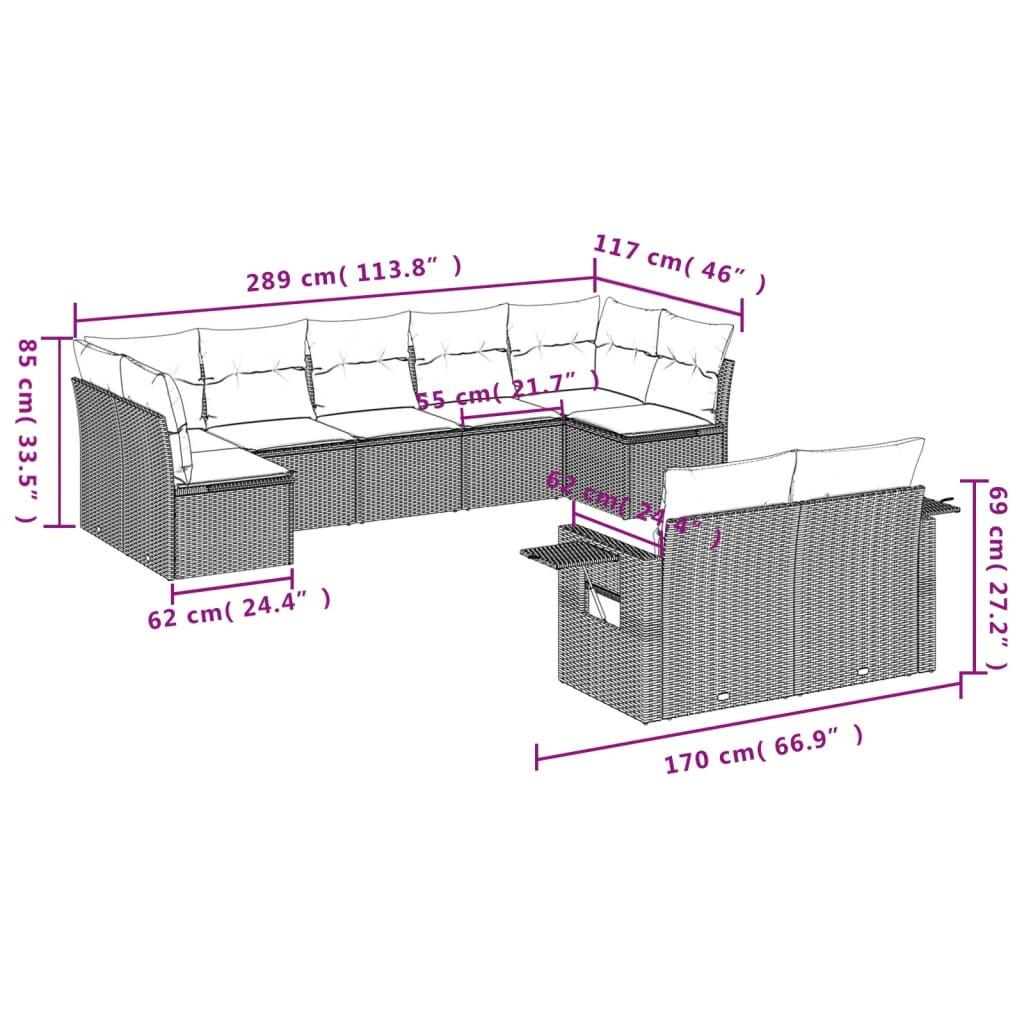 VidaXL set divano da giardino Polirattan  