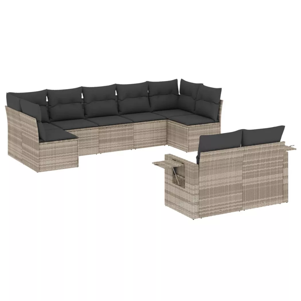 VidaXL - set divano da giardino Polirattan, One Size, Grigio