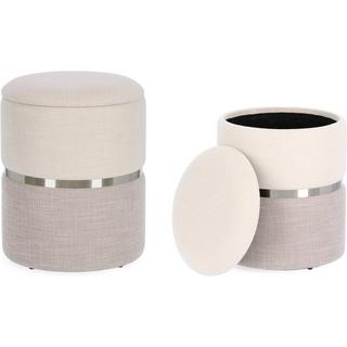 mutoni Pouf con contenitore Radinka bianco grigio (set di 2)  