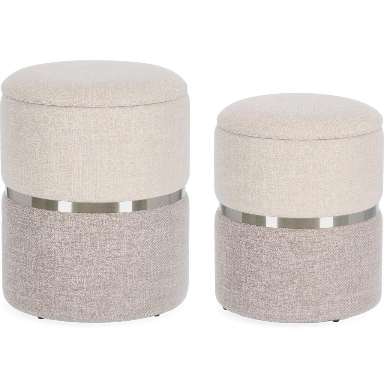 Image of Pouf mit Behälter Radinka weiss (2er-Set) Pouf mit Behälter Radinka weiss (2er-Set)
