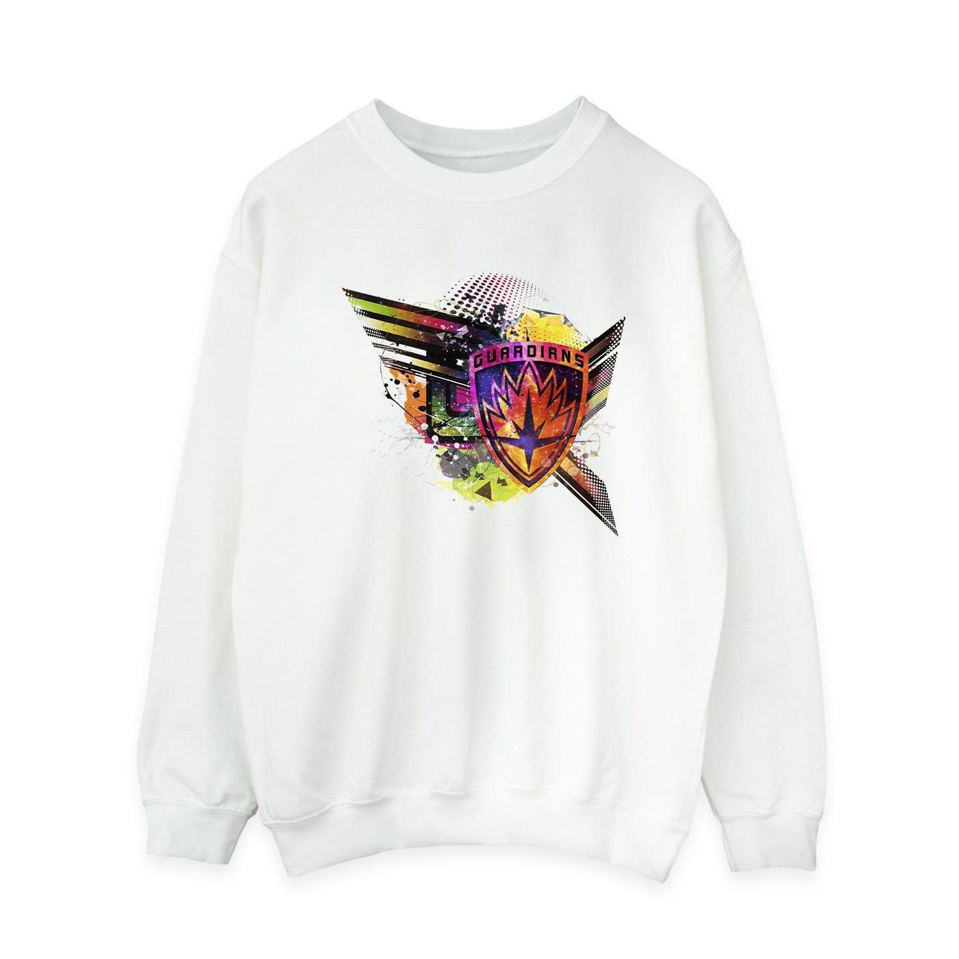 Image of Guardians Of The Galaxy Abstract Shield Chest Sweatshirt Damen Weiss M