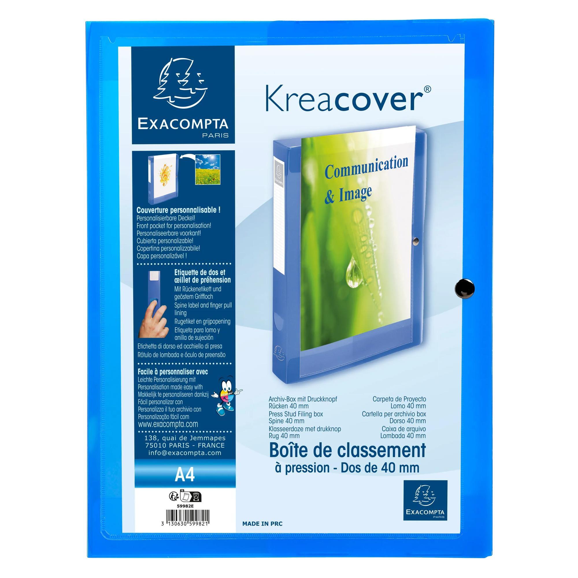 Image of Archivbox mit Druckknopf aus PP 700µ, Rücken 40mm, 25x33cm für DIN A4 - Kreacover - x 5 Archivbox mit Druckknopf aus PP 700µ, Rücken 40mm, 25x33cm für DIN A4 - Kreacover - x 5