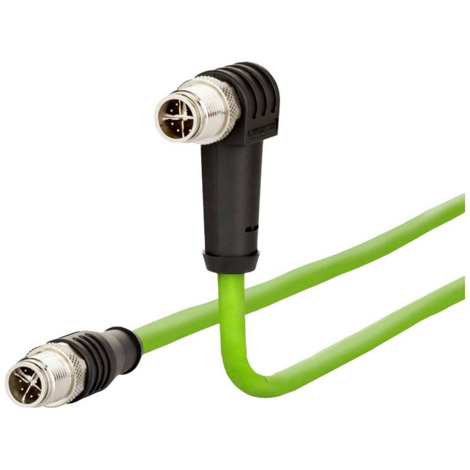 Câble Ethernet industriel M12, codage X, 1.0 m, connecteur M12 droit - connecteur M12 coudé, codage