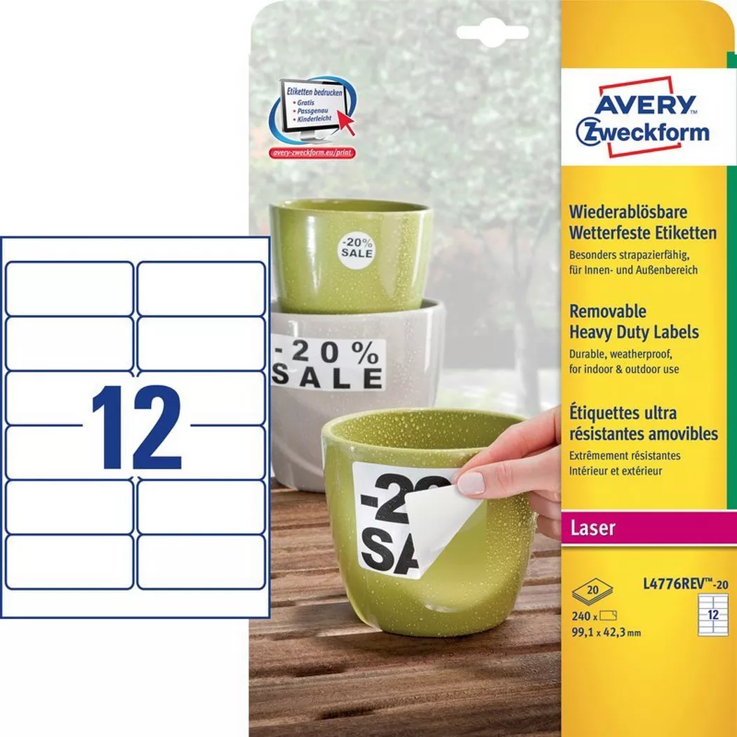 Avery-Zweckform – AVERY ZWECKFORM Etiketten 99,1×42,3mm, 240 Stück, One Size, Weiss